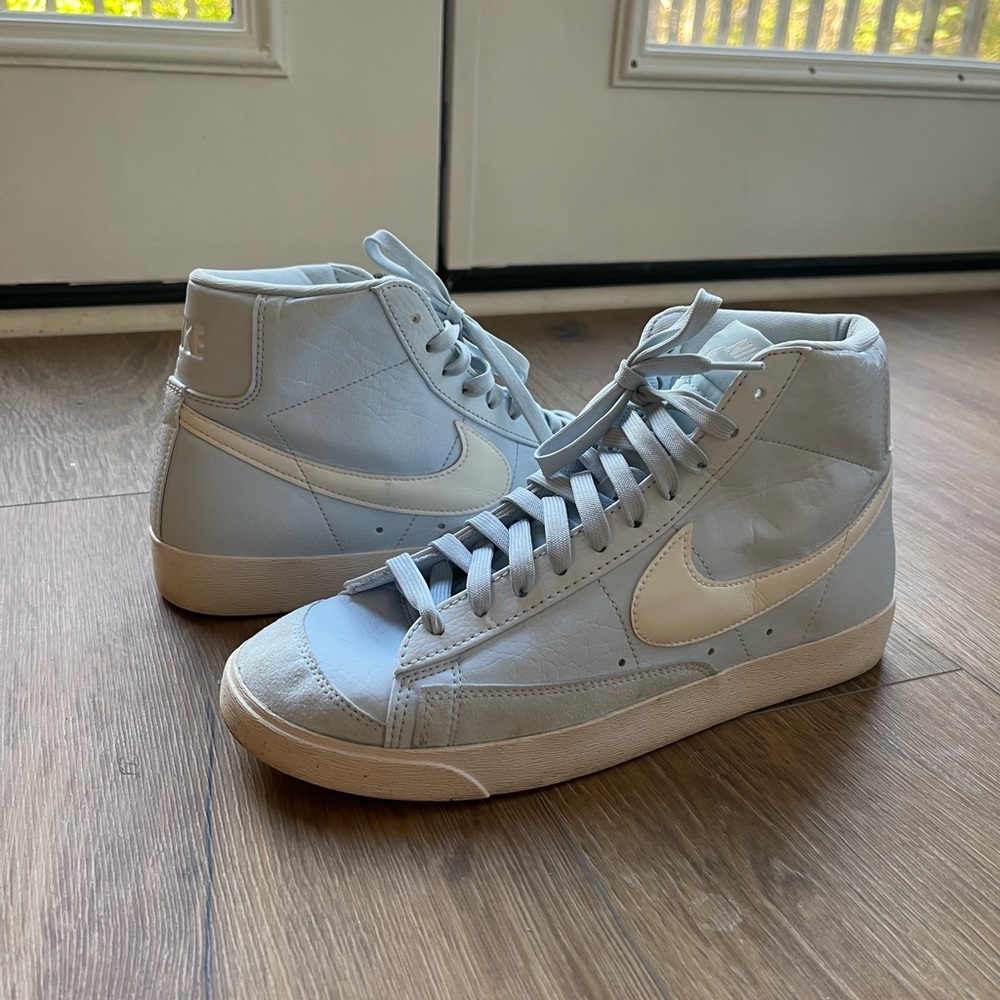 Women’s Size 10 Nike Blazers - Light Blue and White (Hardly Worn)